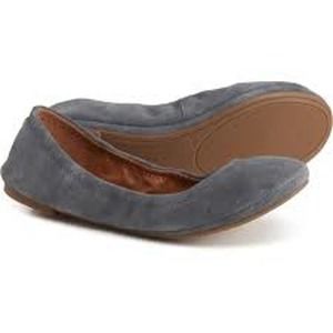 Lucky Brand Erin Ballet Flats Suede Denim Blue Size 9